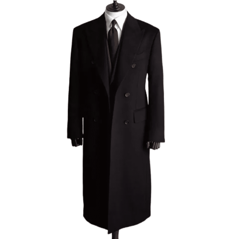 New Men's Military Black Wool & Cashmere Great Double Breasted Coat Long coat