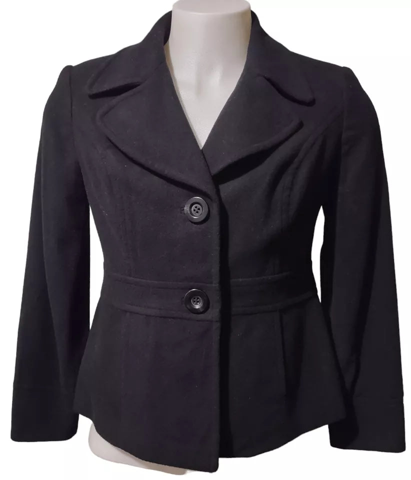 Women's Black Wool Peacoat